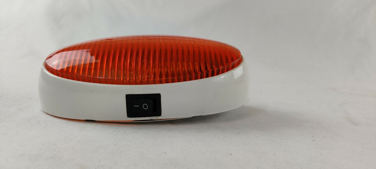 Optronics 12V Oval Amber Porch Light W/ Switch Utility RV Camper White RVPL7A