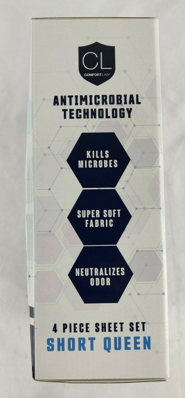 4 Piece Short Queen White Antibacterial Sheet Set RV Camper Microfiber Pillow