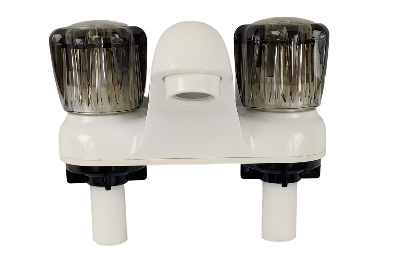Afeel RV Bathroom Sink Faucet 4" White w Smoke Handles Lavatory
