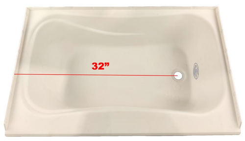 RV Bath Tub 38" x 24" White Right Drain Trailer Camper Wash Bath Room Shower