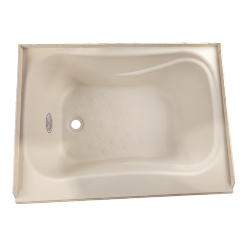 RV Bath Tub 32" x 24" Parchment Left Drain Trailer Camper Wash Bath Room Shower