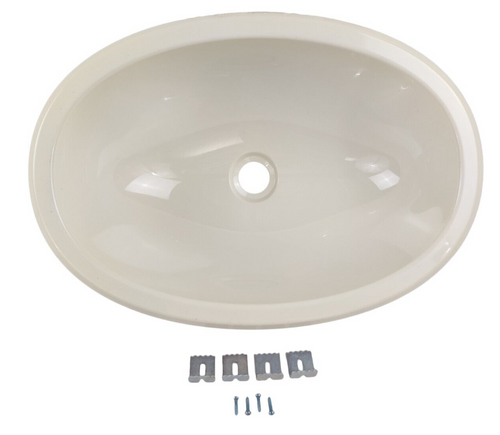 RV Bathroom Sink 17 x 12 Oval Biscuit Plastic Single Bowl Camper Trailer