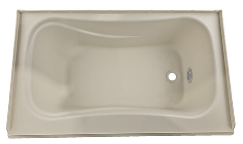 RV Bath Tub 40" x 24" Parchment Right Drain Trailer Camper Wash Bath Room Shower