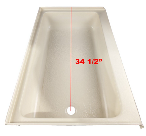 RV Shower Pan Base 40" x 24" Parchment Left Drain Trailer Camper Bath Yellowed