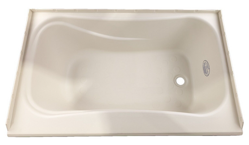 RV Bath Tub 38" x 24" Parchment Right Drain Trailer Camper Wash Bath Room Shower