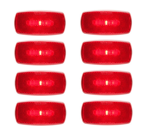(8) Optronics Red LED Clearance Marker Light 1 Diode 4" x 2" Surface RV Trailer