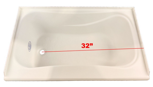 RV Bath Tub 38" x 24" White Left Drain Trailer Camper Wash Bath Room Shower