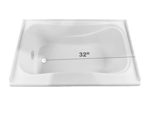 RV Bath Tub 38" x 24" White Left Drain Trailer Camper Wash Bath Room Shower