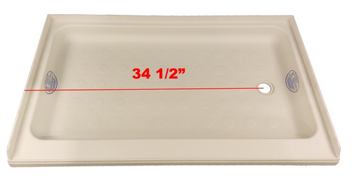 RV Shower Pan Base 40" x 24" Parchment Right Drain Trailer Camper Wash Bath Room