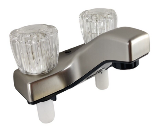 RV Mobile Motor Home Bathroom Sink Lavatory Faucet 4" Brushed Nickel Clear