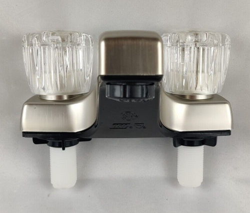 RV Mobile Motor Home Bathroom Sink Lavatory Faucet 4" Brushed Nickel Clear