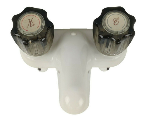 Afeel RV Bathroom Sink Faucet 4" White w Smoke Handles Lavatory