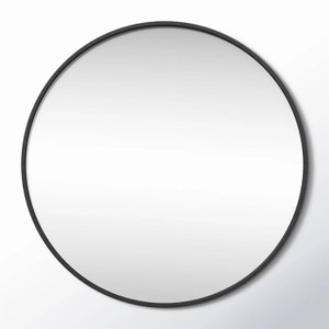 Round 28-inch Wall Mirror in Black - Living Room Bedroom Accent Bathroom Mirror Q280-BLKTWETRM10358176