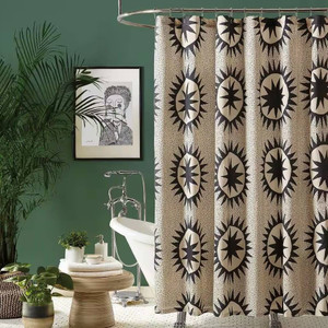 72 x 72 in. Cotton Poly Shower Curtain w/ Cream Brown Sun Star Medallion Pattern Q280-CSBJTEFN28493851