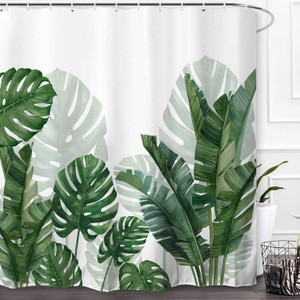 72"W x 84"H Tropical Green Leaf Botanical Polyester Shower Curtain Q280-GRNBHM7284