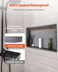Shower Niche, 13 x 25 x 4 inch Recessed Wall Niche With LED Strip,Heavy-duty Stainless Steel Modern E415-BXGLYBKHS1C1RHCKZ001V7