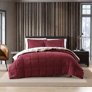 Twin Plush Sherpa Reversible Micro Suede Comforter Set in Marron Q280-RETE7436