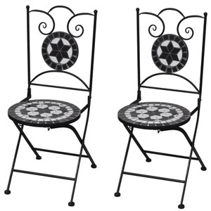  Folding Bistro Chairs 2 pcs Ceramic Black and White A949-41533