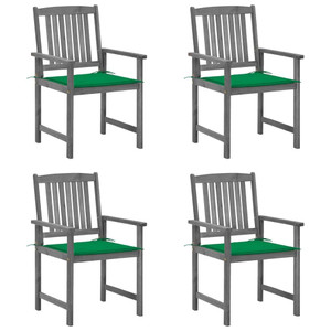  Patio Chairs with Cushions 4 pcs Gray Solid Acacia Wood A949-3061232