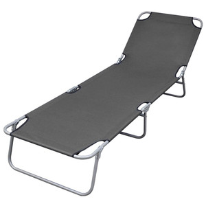  Foldable Sunlounger with Adjustable Backrest Gray A949-44293