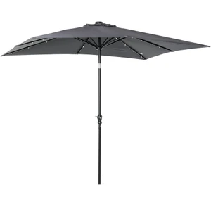 9' x 7' Solar Umbrella, LED Lighted Patio Umbrella for Table or Base with Tilt & Crank, Outdoor Umb P295-84D-100CG