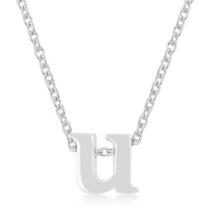 Rhodium Plated Finish Initial U Pendant R599-P11409R-V00-U