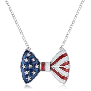 .025 Ct Stars and Stripes Bow Tie Necklace with CZ R599-N01335R-V01