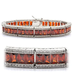 LO1458 - Rhodium Brass Bracelet with AAA Grade CZ  in Garnet A874-LO1458