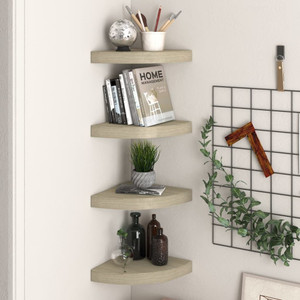  Floating Corner Shelves 4 pcs Oak 9.8"x9.8"x1.5" MDF A949-323906