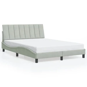  Bed Frame without Mattress "Hanko" Light Gray 53.9"x74.8" Velvet A949-3207877