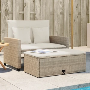  Patio Sofa with Cushions 2-Seater Beige Poly Rattan A949-365135