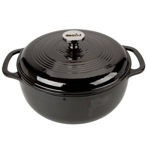 Round 6-Quart Black Enamel Cast Iron Dutch Oven with Lid Q280-MSERCDL79418253
