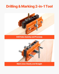 Doweling Jig Kit, Self Centering Dowel Drill Jig for Straight Holes, Aluminum Alloy Woodworking Too E415-ZJJZDXXDZKJJNAITD001V0