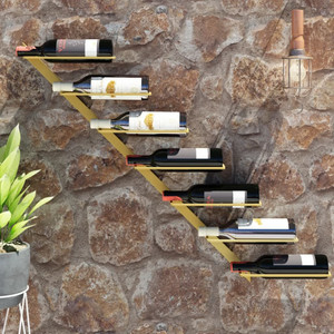  Wall-mounted Wine Rack for 7 Bottles Gold Metal A949-340897