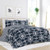 Twin size 3-Piece Navy Blue White Reversible Floral Striped Comforter Set Q280-TWNV4299