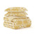 Full/Queen size 3-Piece Yellow White Reversible Floral Striped Comforter Set Q280-FQYE4599