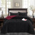 Full/Queen Traditional Microfiber Reversible 3 Piece Comforter Set in Black/Maroon Q280-BLFQ4504
