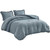 Full Size Blue Stone Washed Ruffled Edge Microfiber 3-Piece Comforter Set Q280-AQFU5699