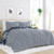 King size 3-Piece Navy Blue White Reversible Floral Striped Comforter Set Q280-KINV4899