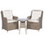 3 Piece Bistro Set with Cushions and Pillows Poly Rattan Brown A949-44150
