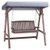 2-Person Porch Swing with Fir Wood Stand and Tilt Canopy-Brown B593-GT4243+