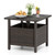 Outdoor Side Table All-Weather PE Wicker Patio Table with Umbrella Hole-Brown - Color: Brown - Size D681-NP12430CF