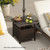Outdoor Side Table All-Weather PE Wicker Patio Table with Umbrella Hole-Brown - Color: Brown - Size D681-NP12430CF