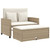  Patio Sofa with Cushions 2-Seater Beige Poly Rattan A949-365135