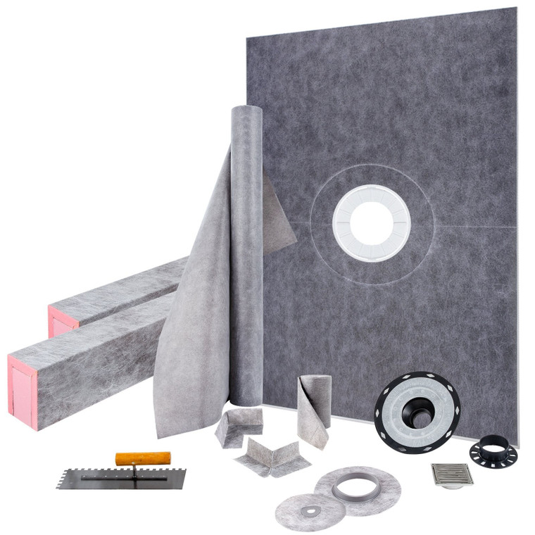 Shower Curb Kit, 38"x60" Watertight Shower Curb Overlay with 4" ABS Offset Bonding Flange, 4" Stain E415-LYDZT38X60ABS1JYXV0