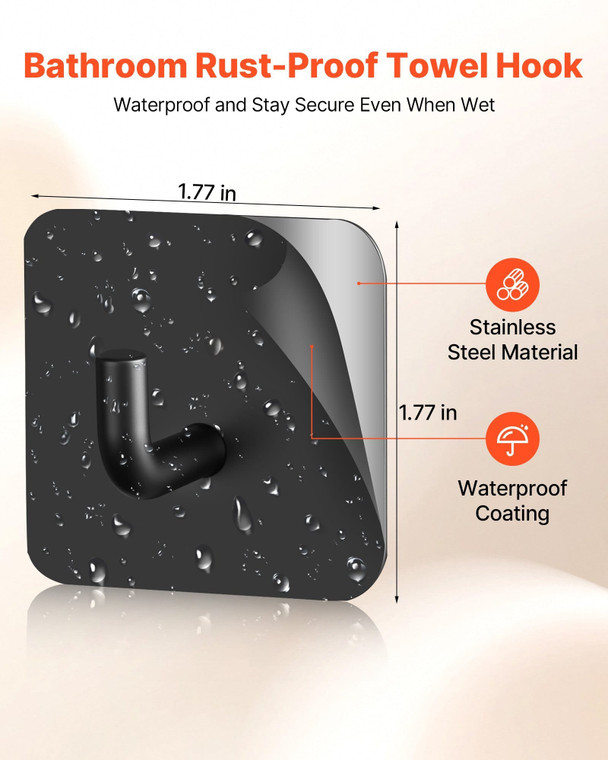 Adhesive Hooks, 4 Pack Self-Adhesive Towel Coat Hooks, Heavy-Duty Wall Hook Hold 15 lbs (Max), Stai E415-ZZKMJGHS4JZ0SR541001V0