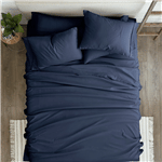 King Navy Blue 6-Piece Soft Wrinkle Resistant Microfiber/Polyester Sheet Set Q280-NVKI3211