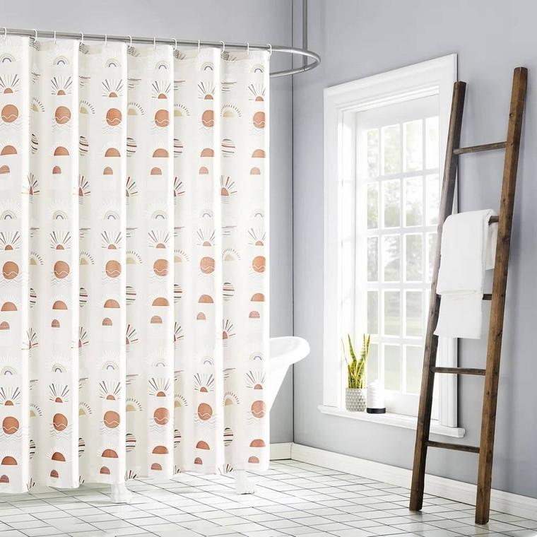 72-inch Cream White Orange Sunset Bohemian Pattern Shower Curtain Q280-BHSC2265281476