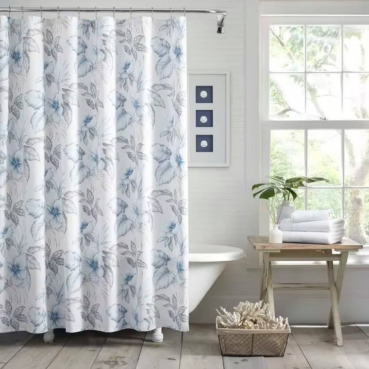 72-inch Tropical Botanical Floral Shower Curtain in 100-Percent Cotton Fabric Q280-CGSCTW2408293627