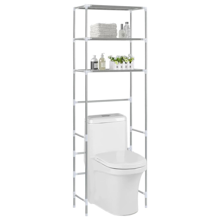  3-Tier Storage Rack over Toilet Silver 20.9"x11"x66.5 A949-282464